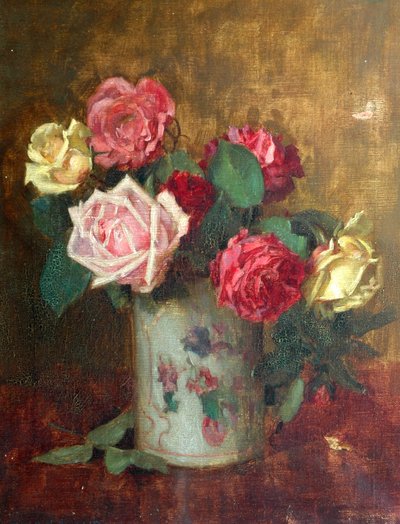 玫瑰（布面油画） 作者 欧内斯特·希金斯·里格