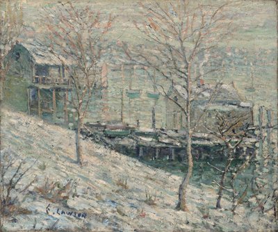 哈林河冬季场景，c.1910 作者 欧内斯特·劳森
