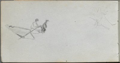 写生簿，第04页：船中的人物。 作者 Jean Louis Ernest Meissonier