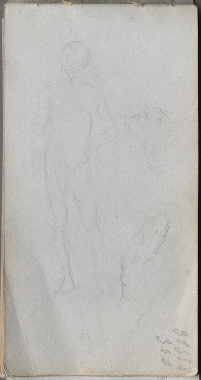 写生簿，第100页：裸像，轮廓。 作者 让·路易斯·欧内斯特·迈森尼尔