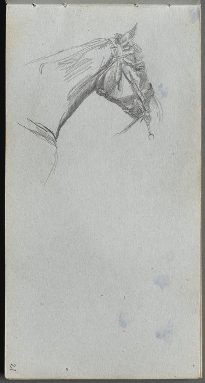 写生簿，第21页：研究马。 作者 让·路易斯·欧内斯特·迈森尼尔