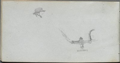 写生集，第26页：头和灯的研究。 作者 让·路易斯·欧内斯特·迈森尼尔