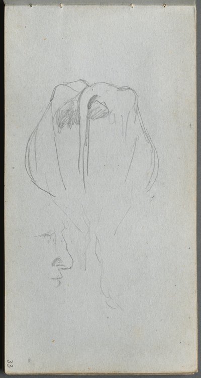 写生集，第33页：从后面研究母牛和进行轮廓研究。 作者 让·路易斯·欧内斯特·迈森尼尔