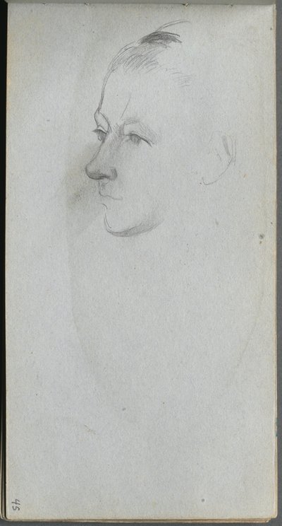 写生簿，第45页：《女人的脸》，34页。 作者 让·路易斯·欧内斯特·迈森尼尔