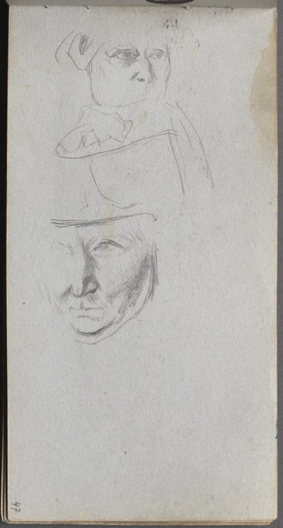 写生集，第47页：研究三张脸。 作者 让·路易斯·欧内斯特·迈森尼尔