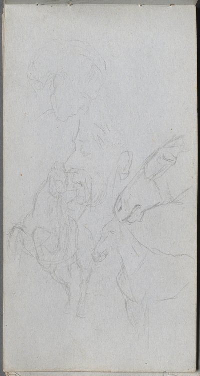 写生集，第90页：研究马匹，轮廓。 作者 让·路易斯·欧内斯特·迈森尼尔