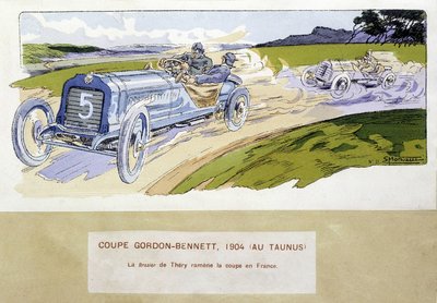 Racing: the Gordon Bennett Cup (Gordon-Bennett) in 1904 - drawing by Ernest Montaut (1878-1909). 作者 欧内斯特·蒙托