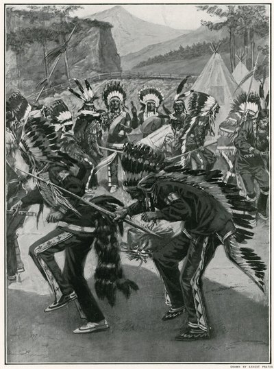 红色印第安人风景如画的舞蹈 作者 欧内斯特·普拉特