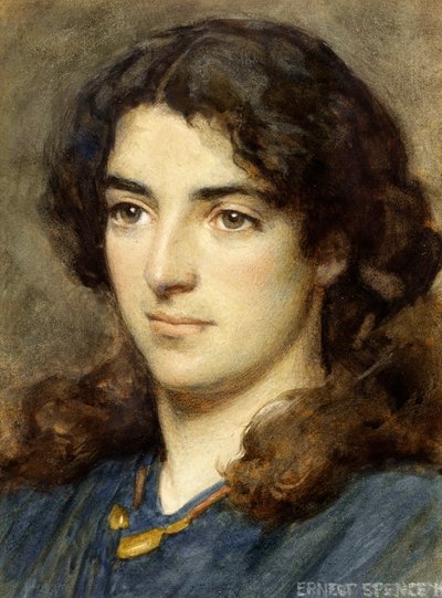 一个女孩的头，1910年（纸上的wc） 作者 欧内斯特·斯彭斯