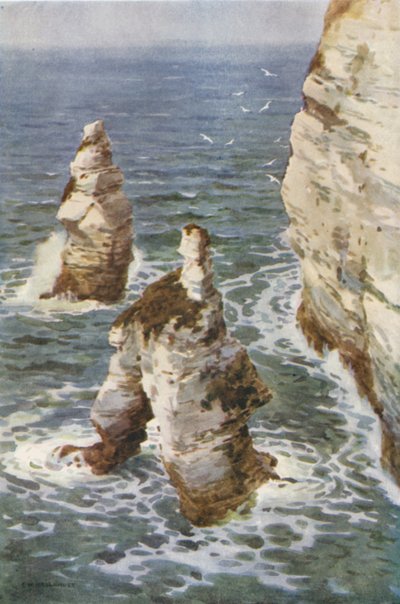 弗兰堡：国王和王后岩（彩色石版画） 作者 欧内斯特·威廉·哈斯勒赫斯特