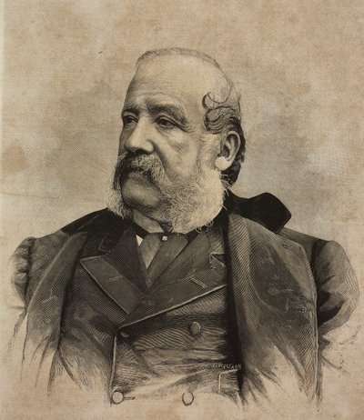 Gerolamo Induno (1825-1890) 的肖像，意大利画家，Ernesto Mancastropa 根据 Guigoni 和 Bossi 的照片雕刻，来自 L