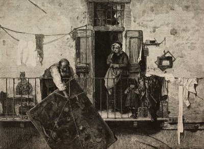 《圣迈克​​尔》，意大利威尼斯美术展，埃内斯托·曼卡斯特罗帕 (Ernesto Mancastroppa) 根据杰罗拉莫·因杜诺 (Gerolamo Induno) 的绘画雕刻而成，来自《意大利插画》，第 20 期，5 月 15 日 作者 埃内斯托·曼卡斯特罗帕