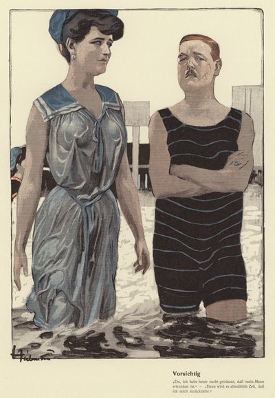 男子与已婚情妇共浴（彩色石版画） 作者 恩斯特（后）海勒曼