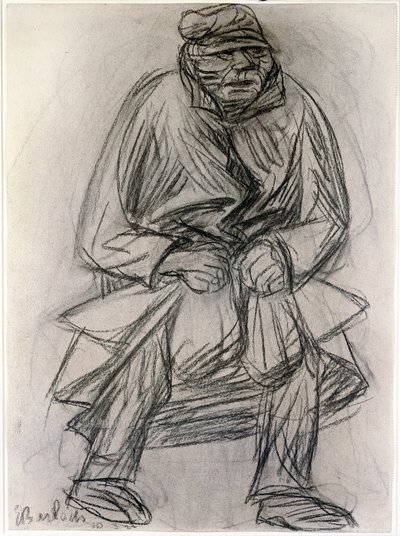 乞丐的形象。 恩斯特·巴拉克 (Ernst Barlach) 的绘画 (1870-1938) 纽约现代艺术博物馆 作者 恩斯特·巴拉赫（Ernst Barlach）