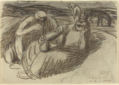 拿着酒壶的意大利农民 作者 恩斯特·巴拉赫（Ernst Barlach）