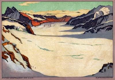 阿莱奇冰川（插图，约 1920-1930 年） 作者 恩斯特·埃米尔·施拉特