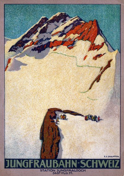 少女峰，瑞士阿尔卑斯山山顶，约 1920-30 年（插图） 作者 恩斯特·埃米尔·施拉特