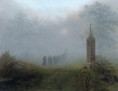 游行在雾中，1828年 作者 Ernst Ferdinand Oehme