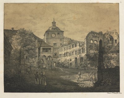 海德堡城堡六景：城堡露台，1820年。 作者 恩斯特·弗里斯