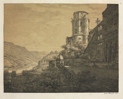 海德堡城堡六景：院子，入口处，1820年。 作者 恩斯特·弗里斯