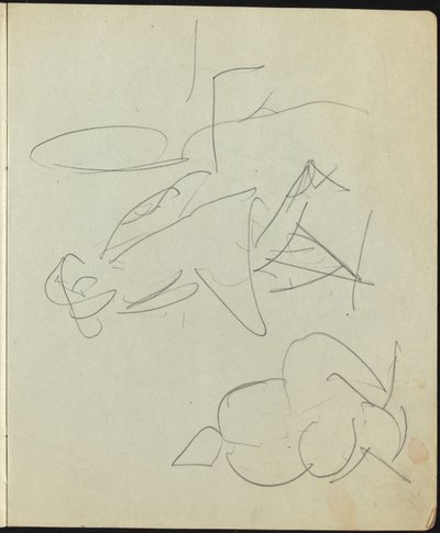舞蹈家和表演者 素描本上的一页，约1911年。 作者 恩斯特·路德维希·基希纳