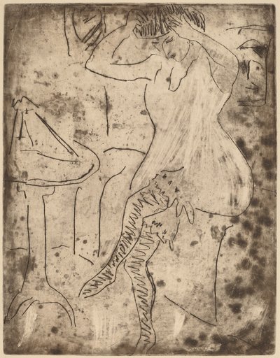 嘟嘟在整理她的头发，1909年。 作者 恩斯特·路德维希·基希纳