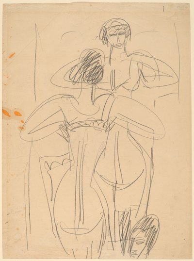 镜子前的女孩，19121913。 作者 恩斯特·路德维希·基希纳
