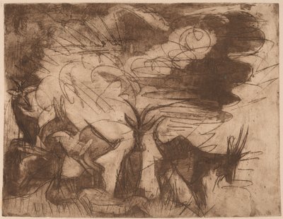山羊和云，1919年。 作者 恩斯特·路德维希·基希纳