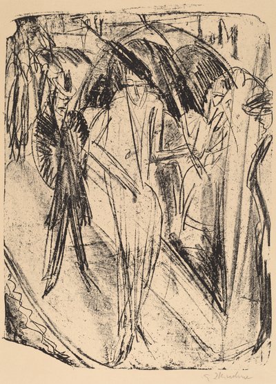 雨中女士》，1914年。 作者 恩斯特·路德维希·基希纳