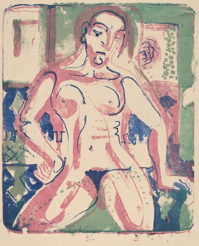 裸体女人，1927年。 作者 恩斯特·路德维希·基希纳