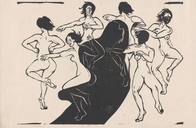 围绕阴影跳舞的裸体，1936年。 作者 恩斯特·路德维希·基希纳