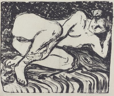 躺着的裸体，1907年。 作者 Ernst Ludwig Kirchner