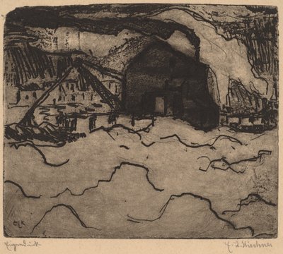 易北河上的挖沙船，1906年。 作者 恩斯特·路德维希·基希纳