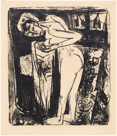 站在房间里的裸体，1921年。 作者 恩斯特·路德维希·基希纳