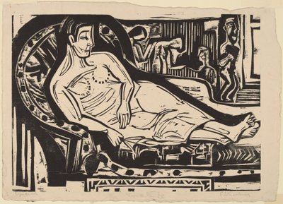 躺在沙发上的女人，1926年。 作者 恩斯特·路德维希·基希纳