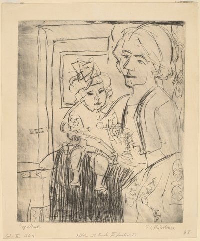 带孩子的年轻女人，1923年。 作者 恩斯特·路德维希·基希纳