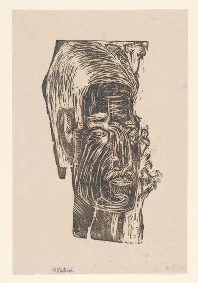 一位不知名男子的肖像 作者 Ernst Ludwig Kirchner（艺术家签名）