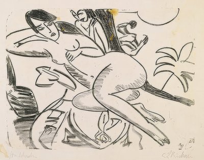 躺在天花板上的行为1911年 作者 Ernst Ludwig Kirchner