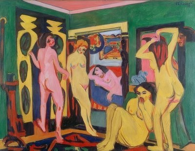 沐浴者在房间里。 1909-10-1925年以后的修订 作者 恩斯特·路德维希·基希纳