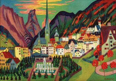 达沃斯与教会。夏天的达沃斯 作者 Ernst Ludwig Kirchner