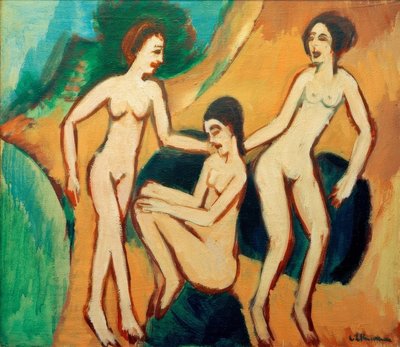 在海滩上的三个沐浴者 作者 恩斯特·路德维希·基希纳