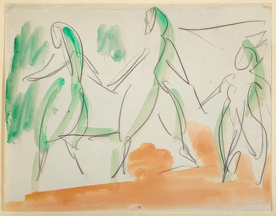 三个舞者。 1911年的素描本Folkwang（第34页） 作者 恩斯特·路德维希·基希纳