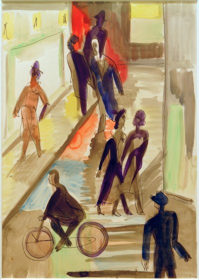 ElKirchner，街景与自行车 作者 恩斯特·路德维希·基希纳
