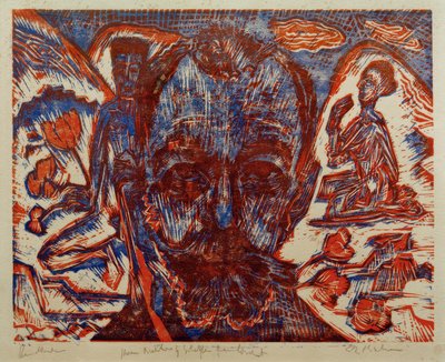 Ferdinand Hodler - Hodlerkopf - Farbholzschnitt诉艾尔基希纳 作者 恩斯特·路德维希·基希纳