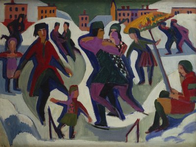带溜冰者的溜冰场，1925年 作者 恩斯特·路德维希·基希纳