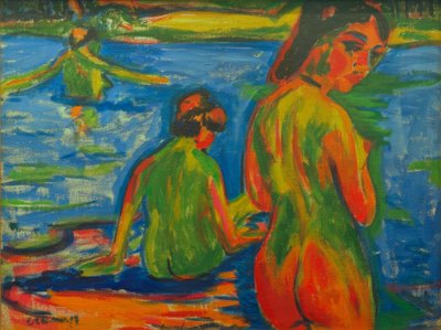 沐浴在湖中的女孩 作者 恩斯特·路德维希·基希纳