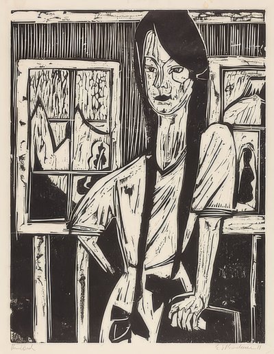 年轻女孩1921年 作者 恩斯特·路德维希·基希纳