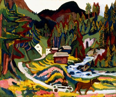 瑟蒂格（Sertig），1924-25年春季风景 作者 恩斯特·路德维希·基希纳