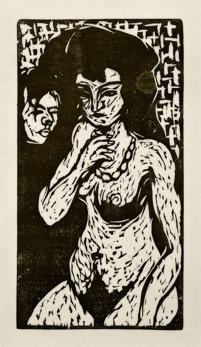 与自画像的女孩裸体 作者 Ernst Ludwig Kirchner