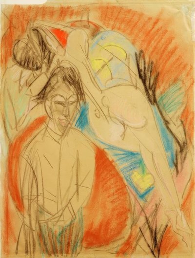 画家和裸体女人（自画像与模型） 作者 恩斯特·路德维希·基希纳